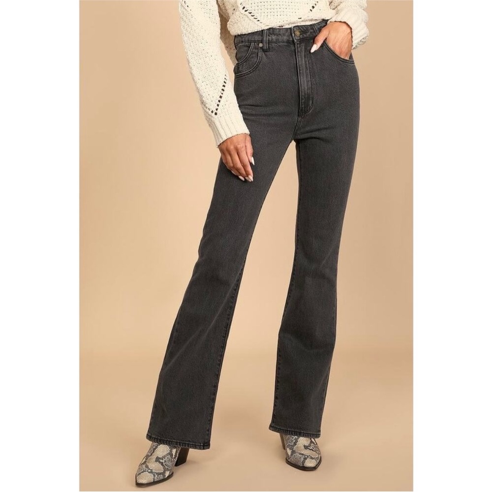 ROLLAS Duster Bootcut Jeans Womens 26 Black High Rise Slim Leg Pockets Retro